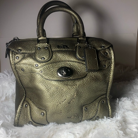 Coach Handbags - Coach Rhyder Metallic Green Tote/Satchel with Flaws
